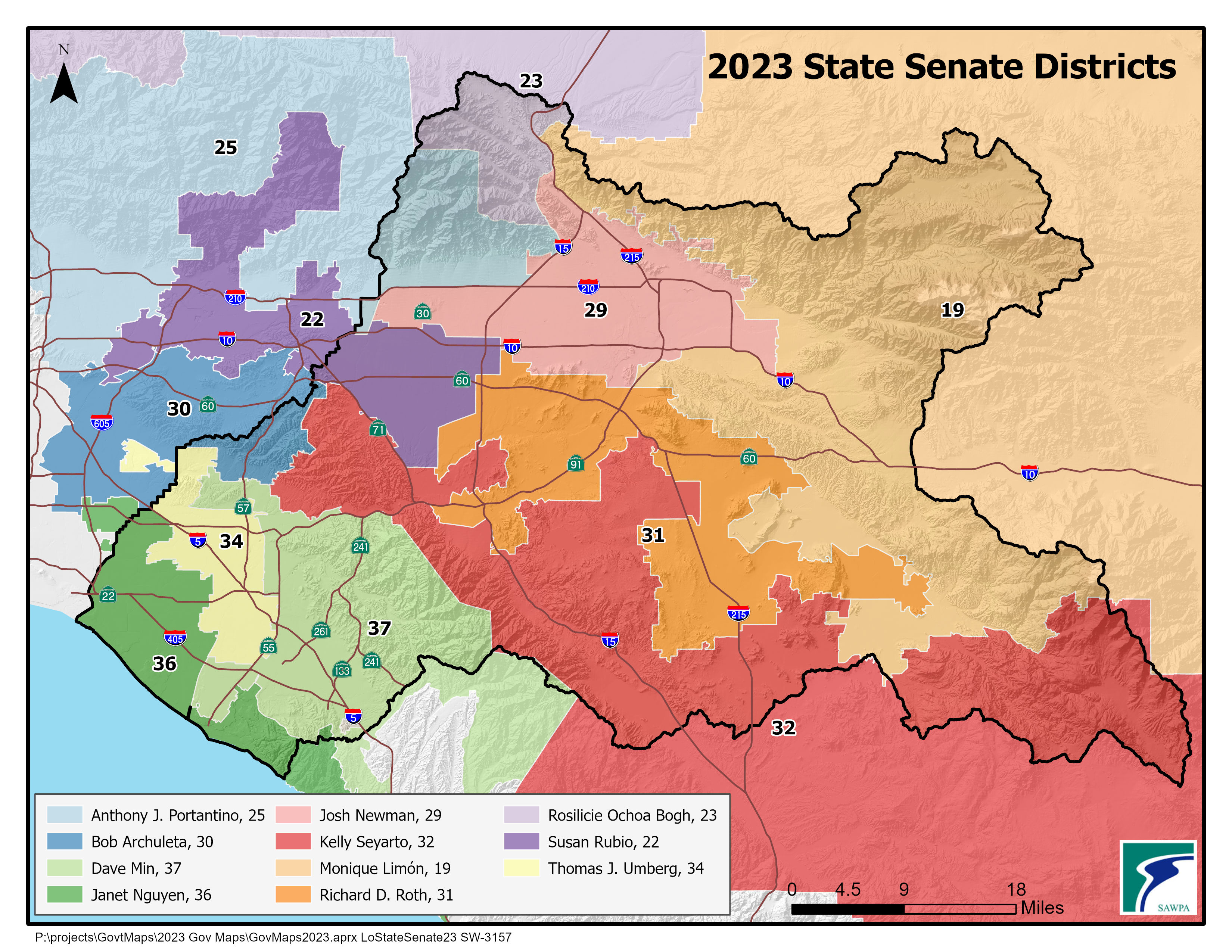 GIS map of California Senate
