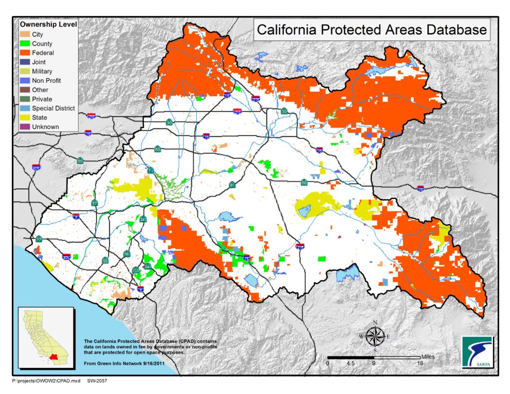 GIS map of California Protected Areas Database