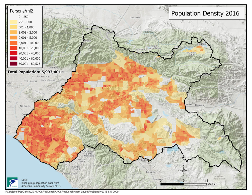 GIS map of Population Density 2016