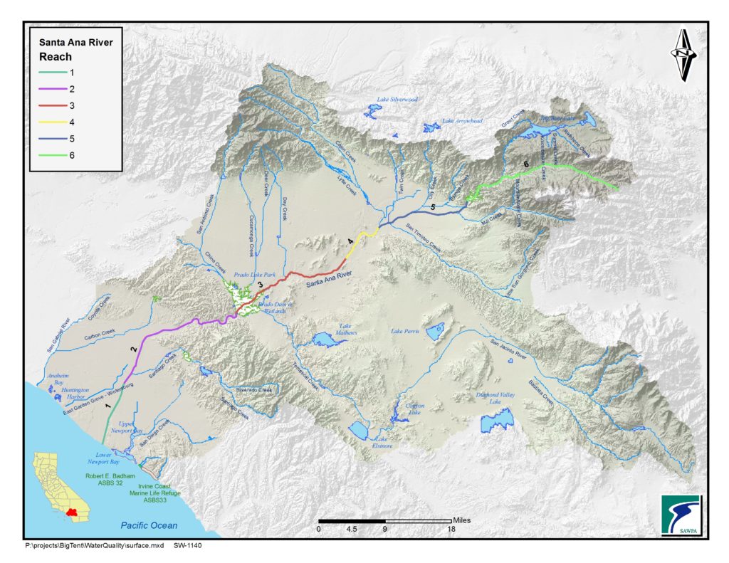 GIS map of Santa Ana River Reaches